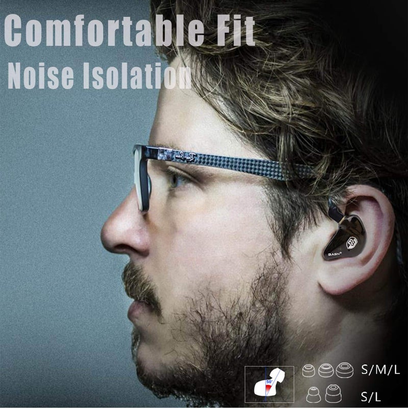 BASN High-Definition in Ear Monitor Headphones for Musicians with Detachable MMCX Earbuds; Dual Dynamic Drivers and Noise-Isolating (Brown) - Image 5